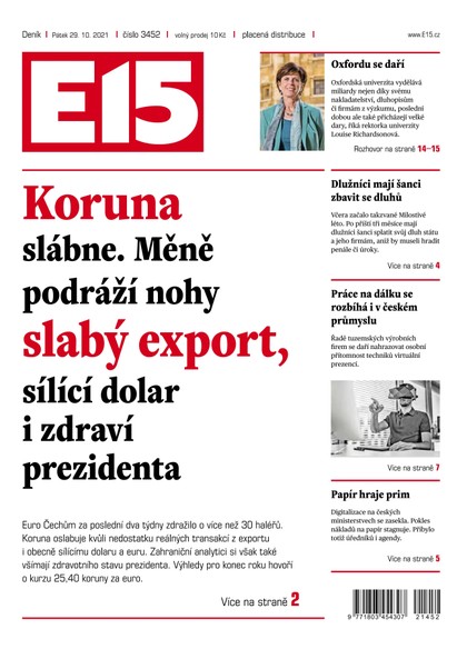 E-magazín E15 - 29.10.2021 - CZECH NEWS CENTER a. s.