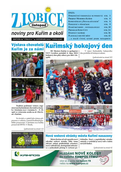 E-magazín Zlobice – noviny pro Kuřim a okolí  11/2022 - Noviny Zlobice