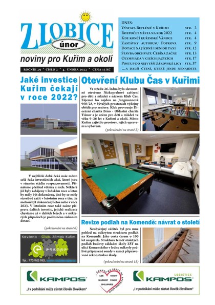 E-magazín Zlobice – noviny pro Kuřim a okolí  2/2022 - Noviny Zlobice