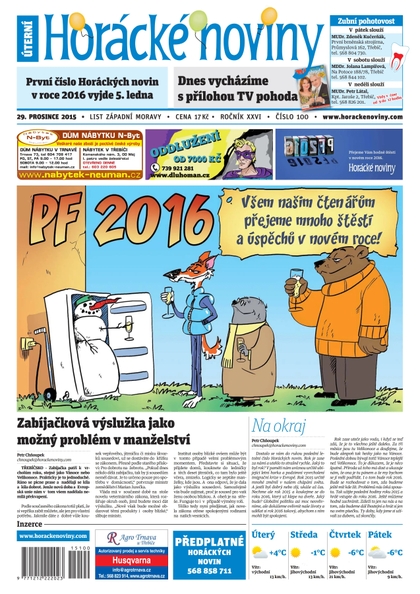 E-magazín Horácké Noviny Úterý 29.12.2015 č. 100 - Horácké noviny
