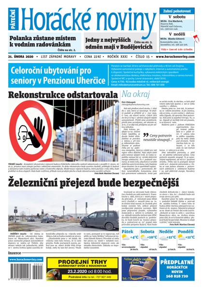 E-magazín Horácké Noviny Pátek 21.2.2020 č. 015 - Horácké noviny