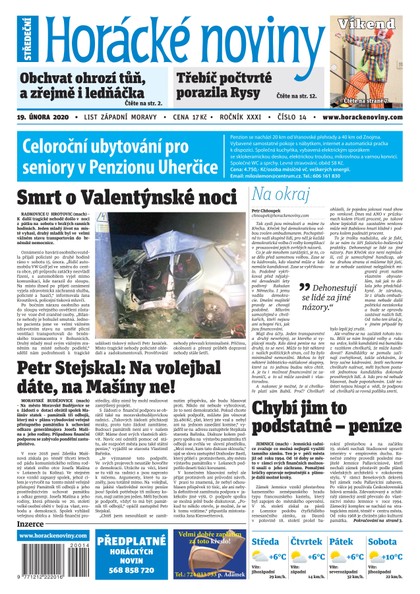 E-magazín Horácké Noviny Středa 19.2.2020 č. 014 - Horácké noviny