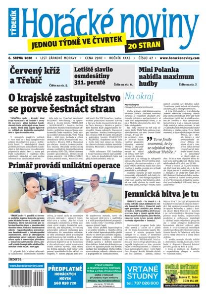 E-magazín Horácké Noviny Čtvrtek 6.8.2020 č. 047 - Horácké noviny