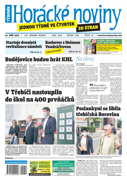 E-magazín Horácké Noviny Čtvrtek 10.9.2020 č. 052 - Horácké noviny