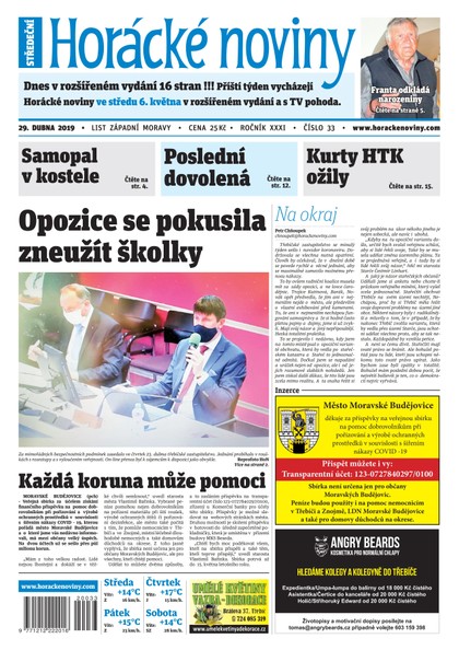 E-magazín Horácké Noviny Středa 29.4.2020 č. 033 - Horácké noviny