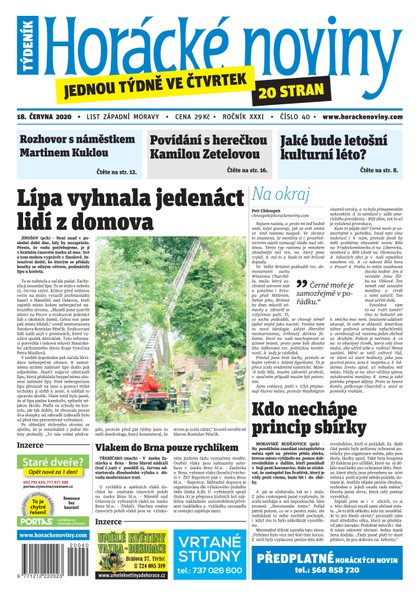 E-magazín Horácké Noviny Čtvrtek 18.6.2020 č. 040 - Horácké noviny