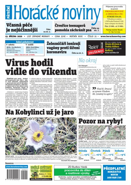 E-magazín Horácké Noviny Pátek 13.3.2020 č. 021 - Horácké noviny