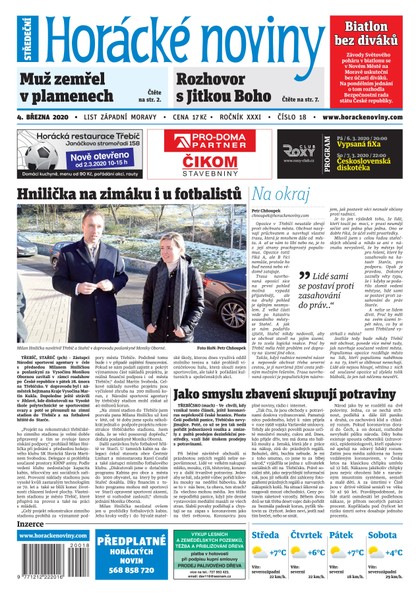 E-magazín Horácké Noviny Středa 4.3.2020 č. 018 - Horácké noviny