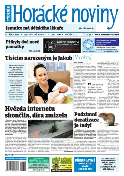 E-magazín Horácké Noviny Čtvrtek 22.10.2020 č. 058 - Horácké noviny