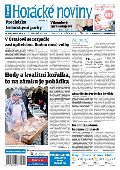 E-magazín Horácké Noviny Úterý 15.11.2016 č.088 - Horácké noviny