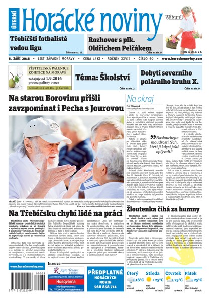 E-magazín Horácké Noviny Úterý 6.9.2016 č. 069 - Horácké noviny