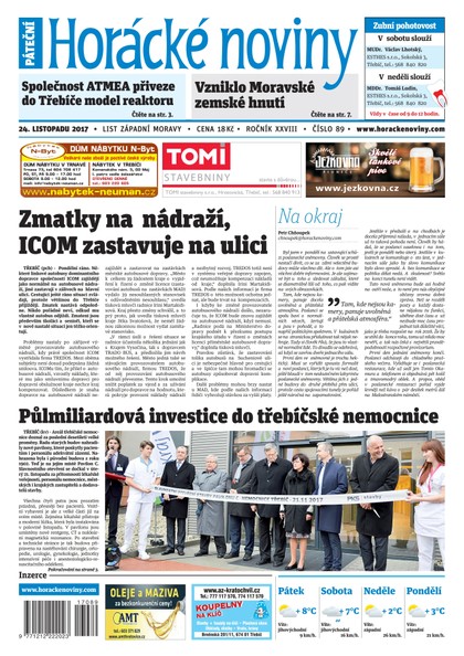 E-magazín Horácké Noviny Pátek 24.11.2017 č. 089 - Horácké noviny