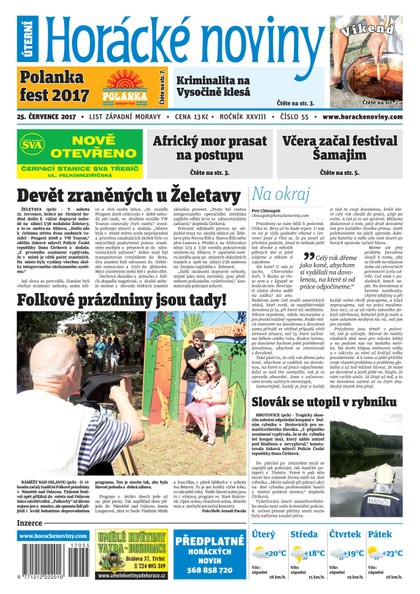 E-magazín Horácké Noviny Úterý 25.7.2017 č. 055 - Horácké noviny