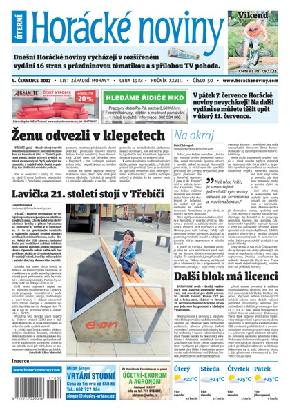 E-magazín Horácké Noviny Úterý 04.7.2017 č. 050 - Horácké noviny