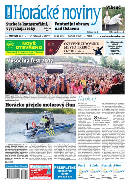 E-magazín Horácké Noviny Úterý 11.7.2017 č. 051 - Horácké noviny