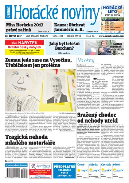 E-magazín Horácké Noviny Úterý 20.6.2017 č. 046 - Horácké noviny