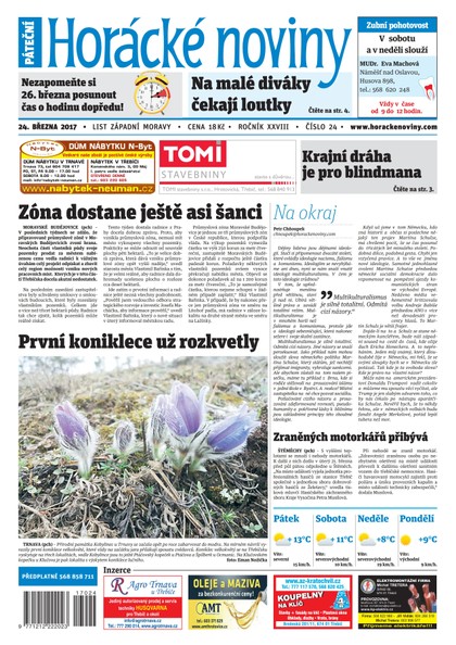 E-magazín Horácké Noviny Pátek 24.3.2017 č. 024 - Horácké noviny