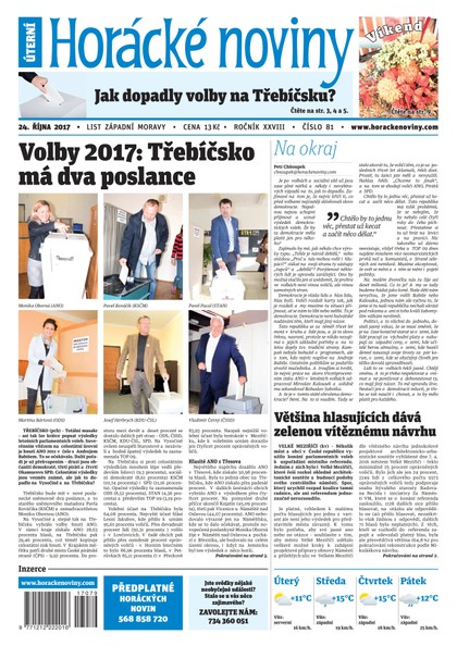 E-magazín Horácké Noviny Úterý 24.10.2017 č. 081 - Horácké noviny