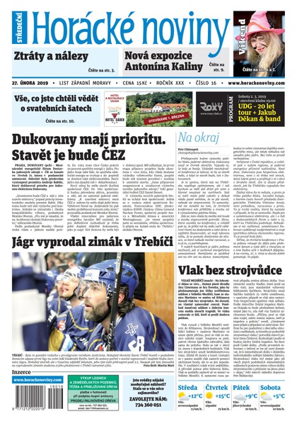 E-magazín Horácké Noviny Středa 27.2.2019 č. 016 - Horácké noviny