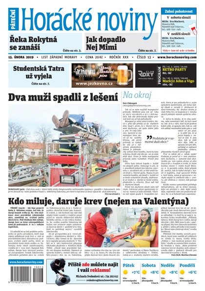 E-magazín Horácké Noviny Pátek 15.2.2019 č. 013 - Horácké noviny