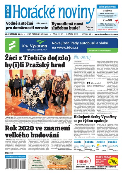 E-magazín Horácké Noviny Pátek 13.12.2019 č. 095 - Horácké noviny