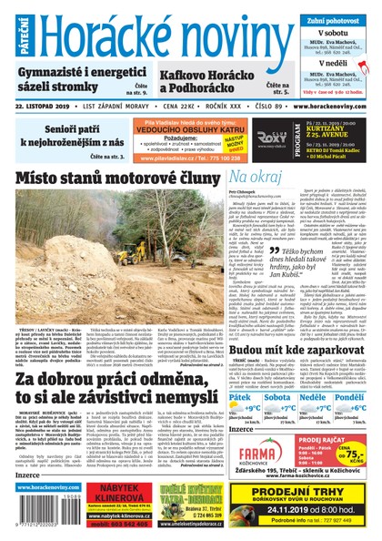 E-magazín Horácké Noviny Pátek 22.11.2019 č. 089 - Horácké noviny