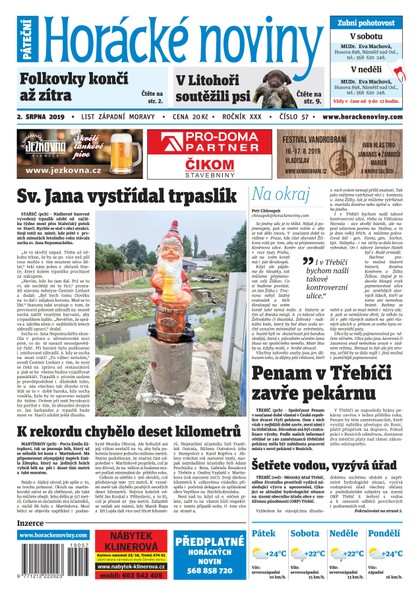 E-magazín Horácké Noviny Pátek 2.8.2019 č. 057 - Horácké noviny