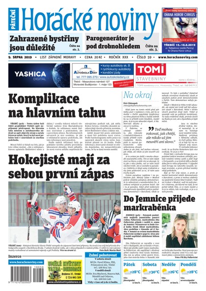 E-magazín Horácké Noviny Pátek 9.8.2019 č. 059 - Horácké noviny