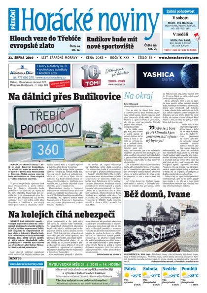 E-magazín Horácké Noviny Pátek 23.8.2019 č. 063 - Horácké noviny