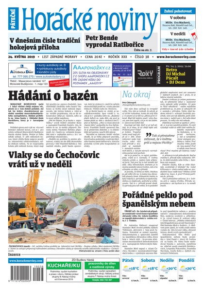 E-magazín Horácké Noviny Pátek 24.5.2019 č. 038 - Horácké noviny