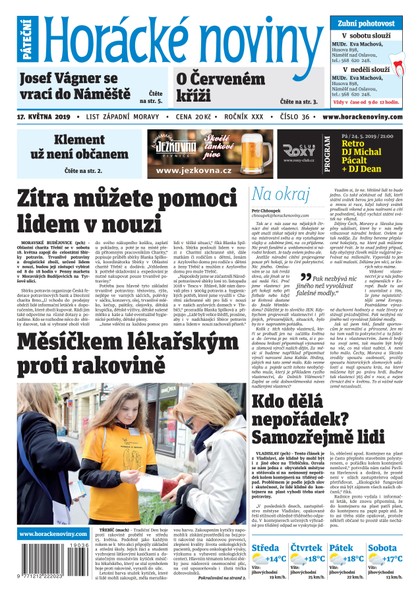 E-magazín Horácké Noviny Pátek 17.5.2019 č. 036 - Horácké noviny