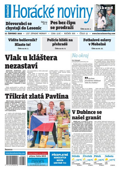 E-magazín Horácké Noviny Středa 17.7.2019 č.052 - Horácké noviny