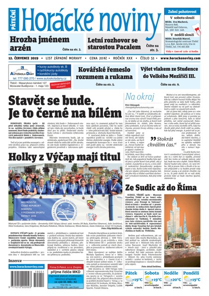 E-magazín Horácké Noviny Pátek 12.7.2019 č.051 - Horácké noviny