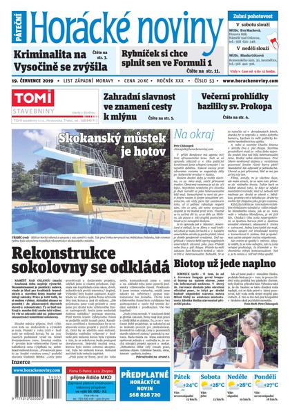 E-magazín Horácké Noviny Pátek 19.7.2019 č. 053 - Horácké noviny