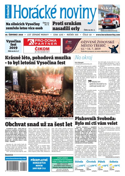 E-magazín Horácké Noviny Středa 10.7.2019 č. 050 - Horácké noviny