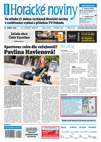 E-magazín Horácké Noviny Pátek 12.4.2019 č. 029 - Horácké noviny