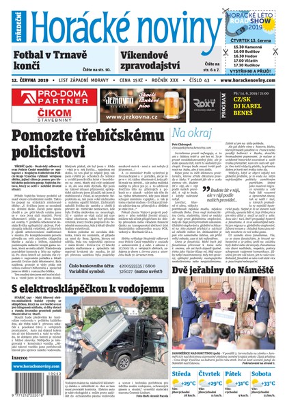 E-magazín Horácké Noviny Středa 12.6.2019 č. 043 - Horácké noviny