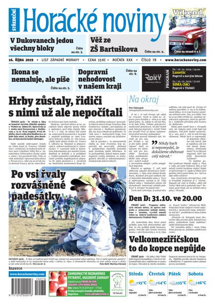 E-magazín Horácké Noviny Středa 16.10.2019 č. 078 - Horácké noviny