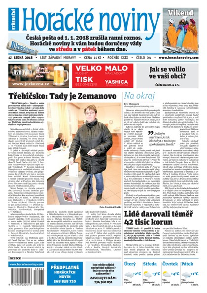 E-magazín Horácké Noviny Středa 17.1.2018 č. 004 - Horácké noviny