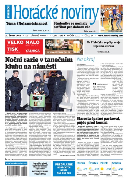 E-magazín Horácké Noviny Středa 21.2.2018 č. 014 - Horácké noviny