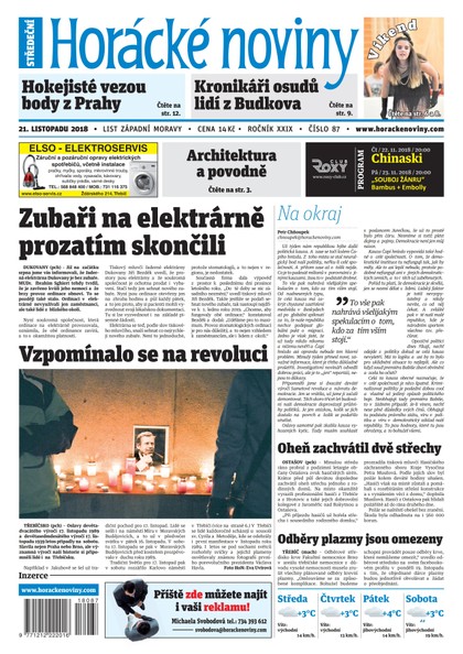 E-magazín Horácké Noviny Středa 21.11.2018 č. 087 - Horácké noviny