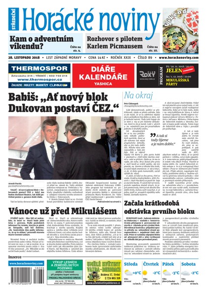 E-magazín Horácké Noviny Středa 28.11.2018 č. 089 - Horácké noviny