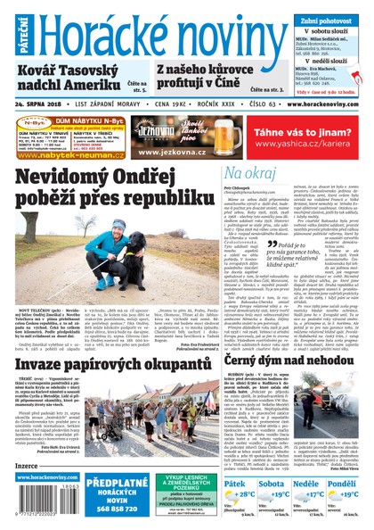 E-magazín Horácké Noviny Pátek 24.8.2018 č. 063 - Horácké noviny