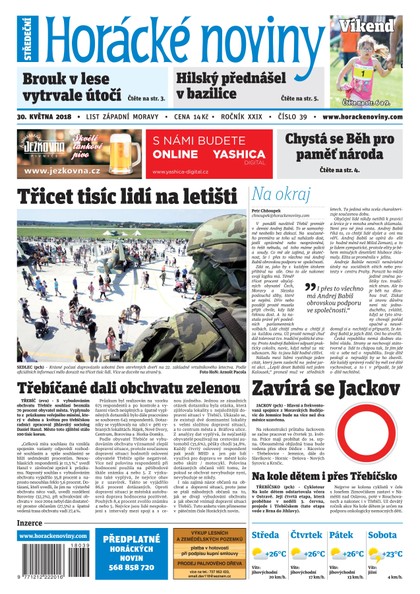 E-magazín Horácké Noviny Středa 30.5.2018 č. 039 - Horácké noviny