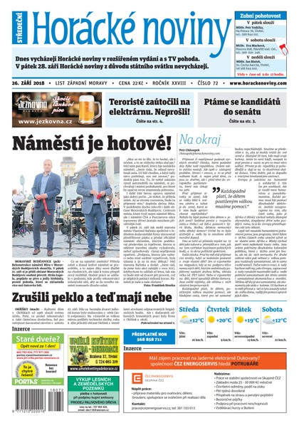 E-magazín Horácké Noviny Středa 26.9.2018 č. 072 - Horácké noviny