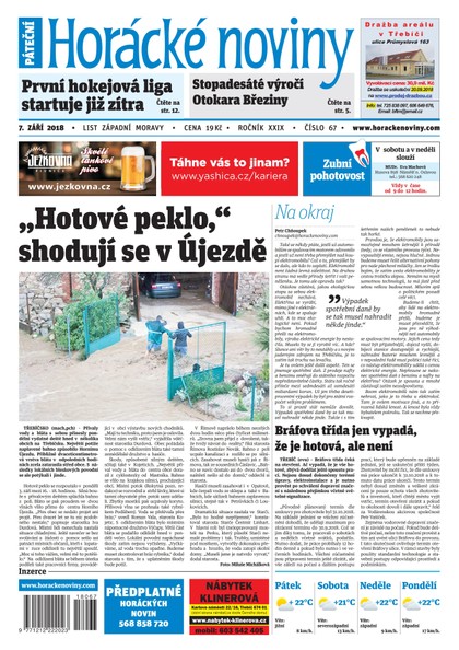 E-magazín Horácké Noviny Pátek 7.9.2018 č. 067  - Horácké noviny