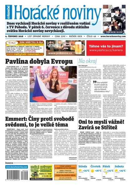 E-magazín Horácké Noviny Středa 4.7.2018 č. 049 - Horácké noviny