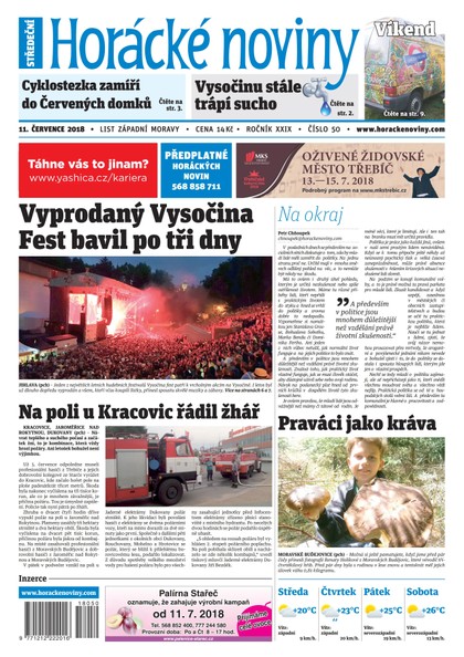 E-magazín Horácké Noviny Středa 11.7. 2018 č. 050 - Horácké noviny