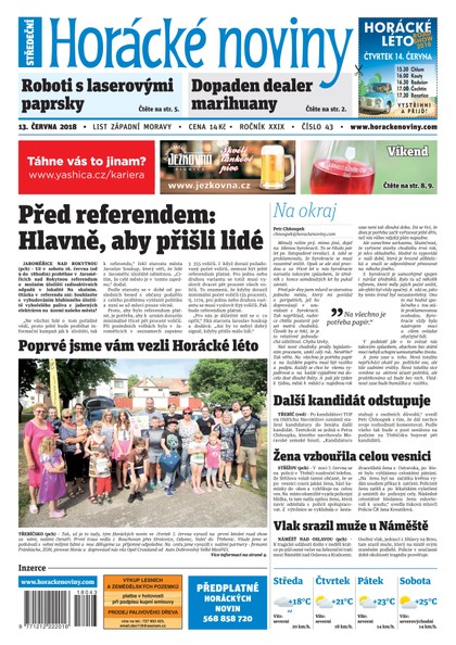 E-magazín Horácké Noviny Středa 13.6.2018 č. 043 - Horácké noviny