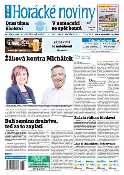 E-magazín Horácké Noviny Pátek 12.10.2018 č. 076 - Horácké noviny